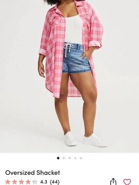 torrid Pink Plaid Oversized Shacket